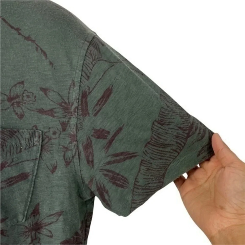 J.Crew Men Top Shirt Pullover Green floral Sz M